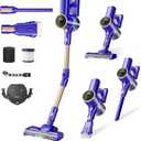 Cordless Vacuum Cleaner, 180 Bendable Wand Stick Vacuum Cleaners with Touch Screen, 8-in-1 Vacuum with Lightweight Rechargeable Battery, Longlasting Runtime for Home Hard Floor Low-Pile Carpet (Blue)