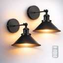 Battery Operated Wall Sconce Set of 2,Vintage Sconces Wall Decor Set of 2 with Remote,Dimmable Wall Lights for Living Room,Wall Lamp Fixture Indoor Bedroom Farmhouse Gallery Kitchen,Black