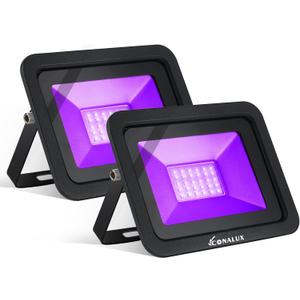 2 Pack 365nm 30W LED Black Light,Blacklight Flood light with Plug and Switch, 4.9ft Power Cord, IP66 Waterproof, for Indoor or Outdoor Glow Party, Stage Lighting,Body Paint, Fluorescent Poster