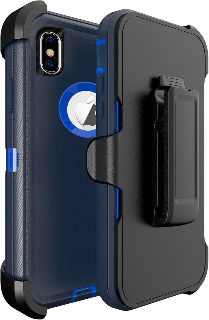 Defender Case for iPhone Xs Max, Heavy Duty Shockproof Dustproof 3 in 1 Rugged Protective Bumper Cover, Military Grade Drop Protective Phone Case (Blue)