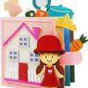 Kikiyaki Felt Busy Book for Toddlers 1-3, Montessori Busy Board for 1 Year Old, Quiet Book Airplane Travel Toys, Sensory Early Learning Educational Toy, Road Trip Activity Books, Girls Birthday Gifts