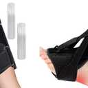 Set of 2: Plantar Fasciitis Night Splint and Brace, Upgraded Planters Facetious Relief, Foot Drop and Achilles Tendonitis Relief Brace. Night Splint for Plantar Fasciitis Women and Men, Black + Hurmoya Elbow Brace for Tendonitis, Tennis Compression Sleeve with Adjustable Metal Splints, Medium