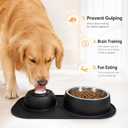 2-in-1 Dog Licking Bowl with Rolling Ball, Stainless Steel Dog Bowls & No-Spill Silicone Lick Mat for Dogs, Wet Dry Separation Dog Slow Feeder Puzzle Licking Toy for Dogs and Cats