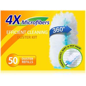 360 Duster Refills for Swiffer, Refill Kit with 50 Dusters for Cleaning Home & Car, Heavy Duty Multi Surface