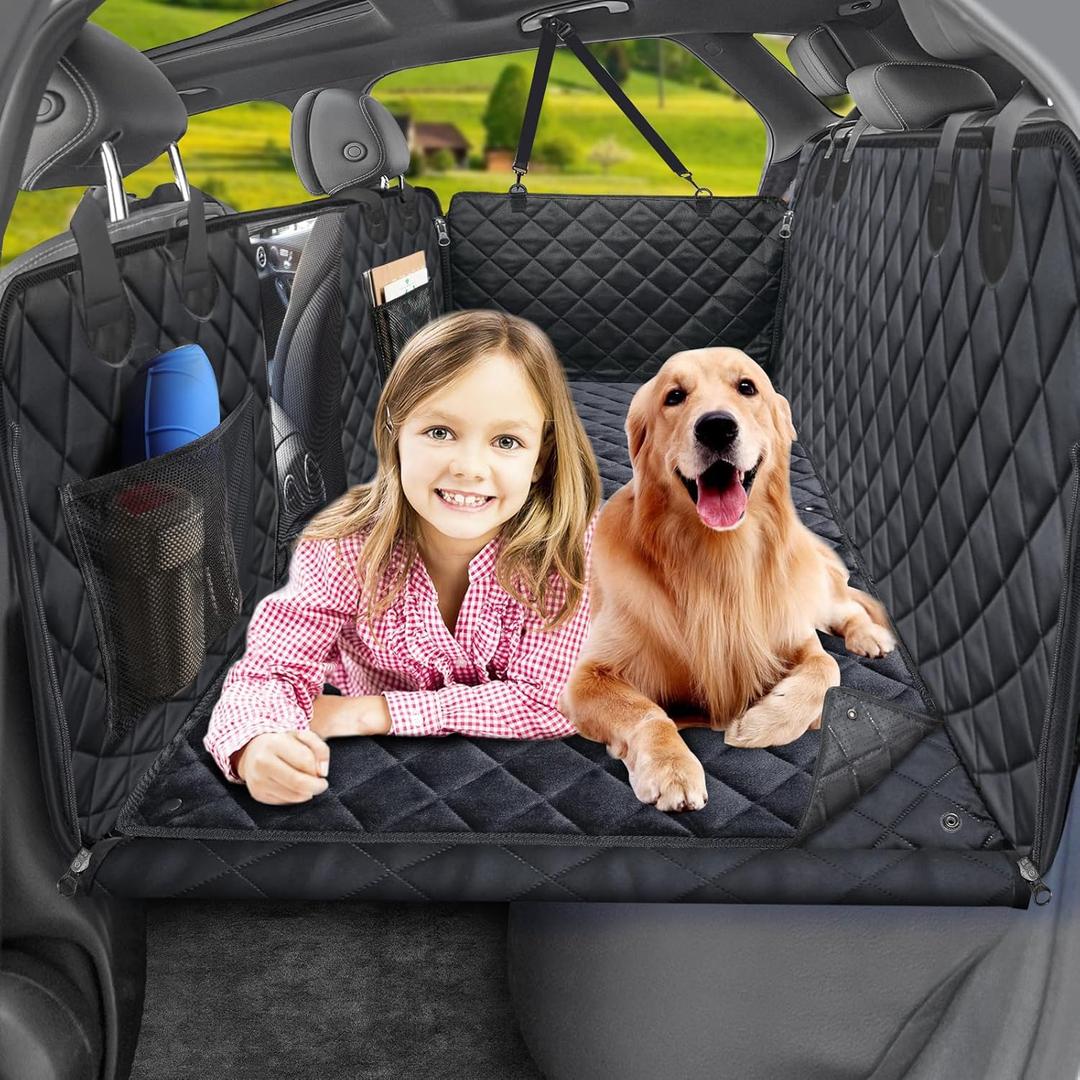 URPOWER Dogs Back Seat Extender with Non-Slip Blanket - Hard Bottom Dog Car Seat Cover & Removable Dog Bed Mat, Waterproof Dogs Hammock for Car, SUV & Small Truck, Pet Backseat Protector Holds 400lbs URPOWER Dogs Back Seat Extender with Non-Slip Blanket - Hard Bottom Dog Car Seat Cover & Removable Dog Bed Mat, Waterproof Dogs Hammock for Car, SUV & Small Truck, Pet Backseat Protector Holds 400lbs