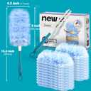 NEWE Duster Refills 20 PCS with Handle Compatible with Swiffer, 360 Degree Heavy Duty Dusting Kit with 4X Microfibers, Multi-Surface Dust Removing Tool for Cleaning Blinds Bookshelf Furniture