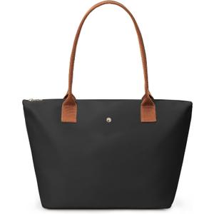 KALIDI Tote Bag for Women Nylon Top-Handle Purse,Shoulder Hobo handBag with Zipper Leisure Foldable Weekend (Black)