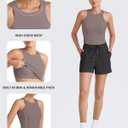 G4Free Barefeel Built in Bra Workout Tops for Women Removable Pads Longline Sport Bras Racerback Athletic Tank Yoga Gym (XL)