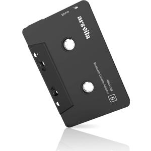 Arsvita Car Audio Bluetooth Wireless Cassette Receiver, Tape Player Bluetooth 5.0 Cassette Aux Adapter, Black