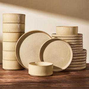 Stoneware Dinnerware Sets, Reactive Glaze Dishes Set for 8