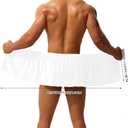 Men Boys Soft Wearable Bath Towel Short Pants Adjustable Mircofiber Towel Blanket Bathroom Pool Beach Spa Bathing Shower Cover Up Wrap Around Towel with Snap Closure (White,11.8)