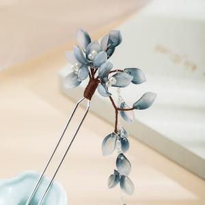 Flower Petal with Pearl Tassels Hairpin Chinese Hanfu and Style Hair Retro with Metal Handmade Hair Clip Hair Accessories for Women Girls Long Hair (Flower Petals)