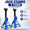 Hantec Jack Stands 3 Ton (6,600 lbs) Pro Double Safety System, Non-Slip Rubber Pad, Heavy-Duty Steel, 1 Pair for Cars, SUVs and Trucks - Blue