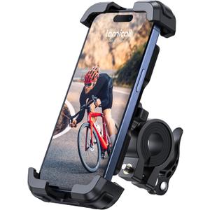 Lamicall Bike Phone Mount Holder - Motorcycle Phone Mount, Adjustable Cell Phone Holder Gifts, E-Bike Bicycle Scooter Handlebar Cradle Clip for iPhone Air 17 Pro Max, 16 15 Plus, 14, 4.7-6.8" Phone (Black)