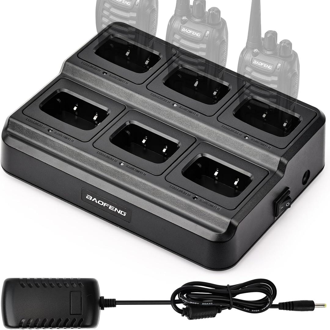 BAOFENG BF-888S Six Way Charger Multi-Unit Charger Station for BF-888S H-777 BF-88ST Walkie Talkies and Batteries