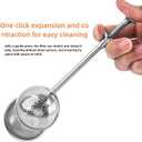 3 x Two stainless steel tea filters with long handles, used as advanced tea filters for loose leaf tea, outdoor portable rotating tea leakage tea ball tea separation ball tea brewing device