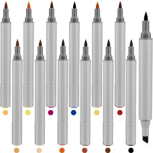 Teling 12 Packs Dual Tips Leather Dye Marker Pens Shoe Marker Leather Touch up Pen for Repair Scratches Shoe Surface, 12 Colors
