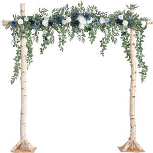 Ling's moment 6.5FT Backdrop Floral Garland, Spring Artificial Wedding Arch Flowers Sage Green, Navy Blue Ceremony Reception Hanging Eucalyptus Rose Arbor Arrangement Outdoor Beach Swag Home Decor