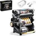 L4 Engine Building Kit for Adults, MOC Inline 4-Cylinder Mini Engine Scale Model That Runs, Compatible with Lego Sets for Boys 8-14, DIY STEM Toy for Kids & Teens (853 PCS)