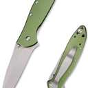 Olive Chive Folding Pocket Knife, 2.9 Inch 8Cr13Mov Manual Studs Open Blade and Aluminum Handle, Multi Tool for CampingHiking