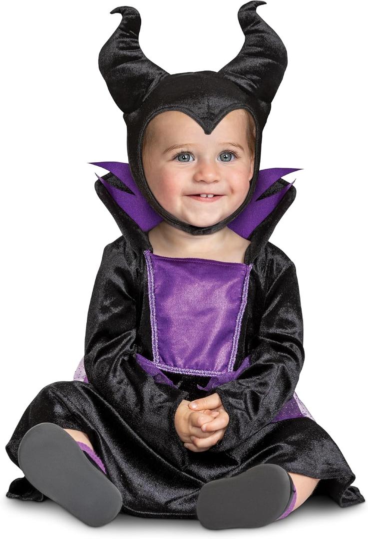 Disguise Infant Maleficent Infant Costume, Official Disney Baby Costume Outfit for Halloween With Headpiece ((6-12 mths))