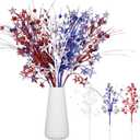 12 Pcs Artificial Christmas Berry Stem Picks Star Picks Faux Floral Berry Spray Branches Christmas Table Centerpiece Home Office Vase Filler Decoration (Red,White,Blue)