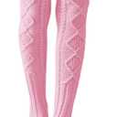 SherryDC Women's Cable Knit Thigh High Leg Warmer Socks Over Knee High Footless Boot Stockings (Pink)