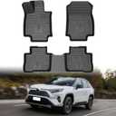 Mixsuper Floor Mats for Toyota RAV4 2019-2025, All Weather Floor Liners for Toyota RAV4 Accessories, Durable 1st and 2nd Row Set Black