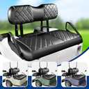 NOKINS 4PCS Golf Cart Diamond Seat Covers Kit,Front and Rear Seat Covers Fits for EZGO/Club Car/Yamaha Original Regular Seat Cushion, No Stapler (Black Stitching)