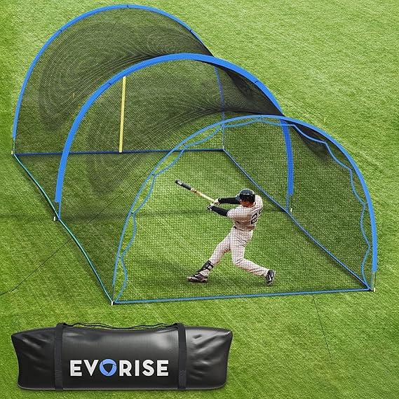 Baseball Batting Cage 22x12x9ft, 4ply Net, 14mm Poles & Bag - Pitching Machine Zip Opening, Detachable Sports Barrier Net - Ball Cage Backstop Net for Backyard, Softball Training Equipment