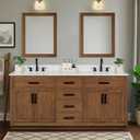 72-inch Dark Walnut Bathroom Vanity with 2 Sinks, Solid Wood, 0.79-inch Stone Countertop and Backsplash, 6 Drawers, 4 Soft Closing Doors