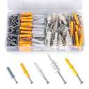 Drywall Anchors and Screws Kit, Sheetrock Anchors Heavy Duty, Assortment of Wall Anchors Set, 185 Strong Plastic Wall Anchors and 185 Stainless Steel Screws, Includes Self Drilling Drywall Anchors