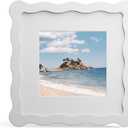 THKRLOF 6x6 Picture Frame with Mat for 4x4, Wavy Edge Wooden Real Glass Photo Frame for Tabletop and Wall Hanging, White, 1 Pack