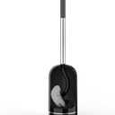 SetSail Toilet Brush and Holder Set, Compact Size Curved Toilet Bowl Brush for Bathroom Deep Cleaning with Stainless Steel Handle Toilet Cleaner Brush, Black (1 pack)