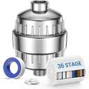 VOXON 36-Stage Shower Filter, 99.99% Removal for Chlorine, Fluoride, Heavy Metals, Shower Head Filter for Hard Water Reduces Dry Itchy Skin Dandruff Eczema Improves Skin Hair (Chrome)