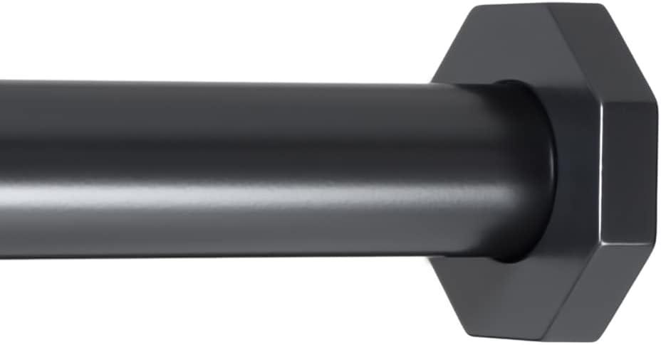 Ivilon Tension Curtain Rod - Hexagonal Spring Tension Rod for Windows or Shower, 24 to 36 Inch, Black