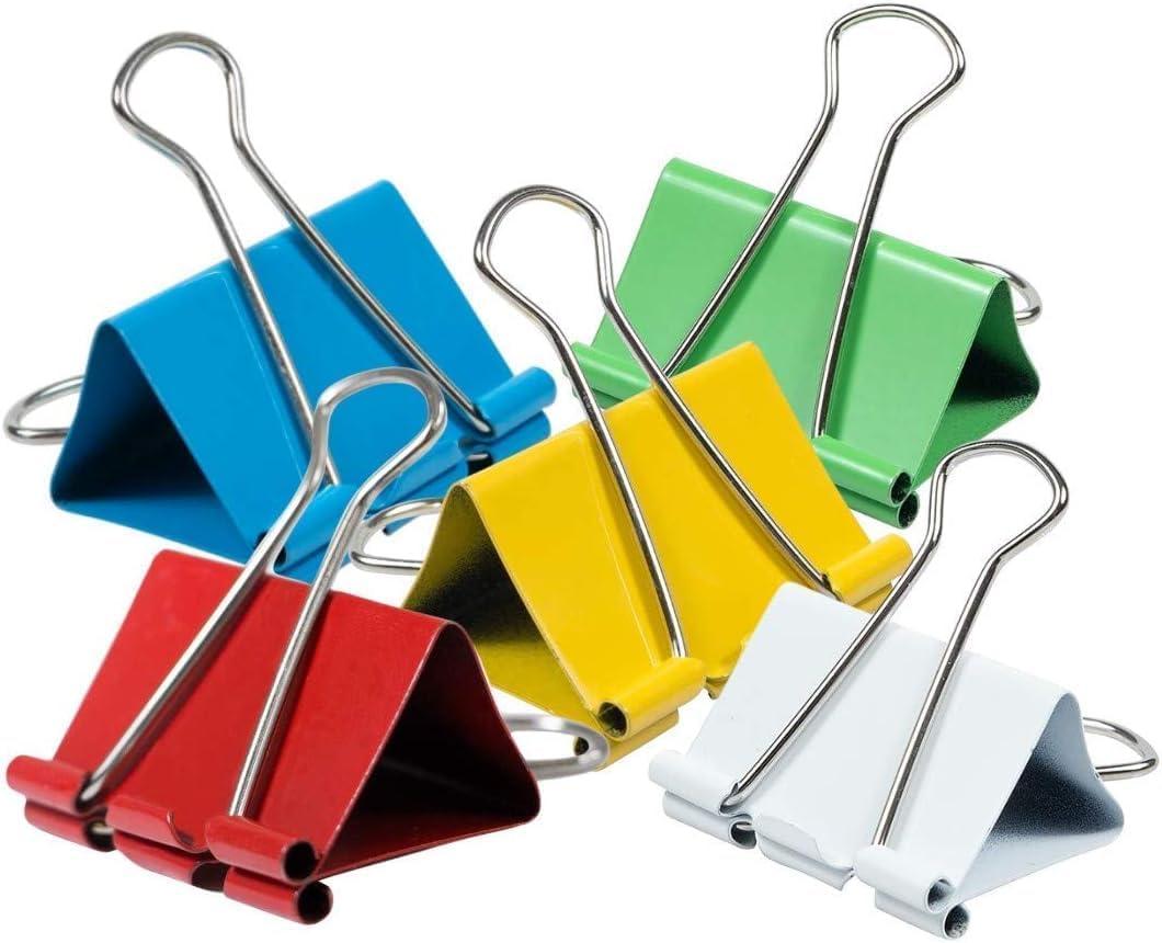1InTheOffice Large Binder Clips Colored, 2" Size with 1" Capacity -12 Clips