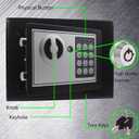 Key and Electronic Security Safe Box Digital Deposit Box for Home Office Hotel Business Lock Box for Cash Jewelry Storage (Black, 0.17 Cubic Feet)