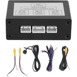 Car Front View Camera Switcher, Zinc Alloy Car Parking Camera Switcher Car Parking Camera Converter with Power Cable for Vehicle