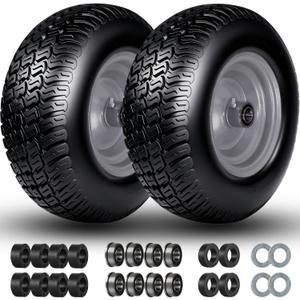 11x4.00-5 Lawn Mower Tires Flat Free, 11x4-5 Tire and Wheel, Zero Turn Front Tires, with 3/4" & 5/8" & 1/2" Bearings, 3.4"-5.9" Centered Hub, 11x4.00-5 Solid Tires, 2 Pcs, 11x4.00-5 Multi-trac Tread
