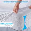 PlushDeluxe Premium Bamboo Mattress Protector Queen Size, Waterproof, & Ultra Soft Breathable Noiseless Washable Bed Mattress Cover for Comfort & Protection - White