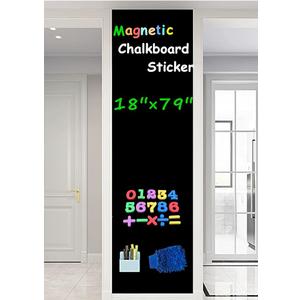TAKSDAI Magnetic Surface Chalkboard Contact Paper, Peel and Stick, Adhesive Backing, Blackboard Wallpaper (18 Ã— 79 Inch)