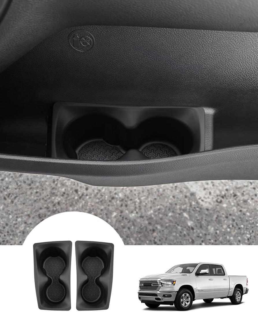 Autorder Door Side Cup Holder Insert for 2019-2025 Dodge Ram 1500 2500 3500 Accessories Water Cup Holders Door Organizer Handle Pocket Tray