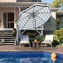 JEAREY 9' 2-Tiers Patio Umbrellas Outdoor Market Table Umbrella w/Push Button Tilt/Crank, 8 Sturdy Ribs, UV Protection Waterproof Sun proof(Black Stripe)