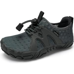 WateLves Toddler/Little/Big/Kid Water Shoes Wide Barefoot Aqua Athletic Sneakers Girls Boys Hiking Beach Swim Fast Dry Shoes Built-in Heel Grips (7.5 Toddler, Dark Gray)