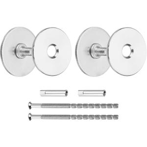MECCANIXITY Door Hole Cover Plate, Deadbolt Cover Plate for 3/4" to 1" Holes Round Door Knob Hole Filler Plate Brushed Satin Nickel 1.38" Nut 3.54" Screws Silver Pack of 2