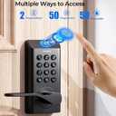 Fingerprint Keyless Entry Door Lock, Biometric Door Knob with Handle, Keypad Digital Code Lock for Front Door, Superior Durability & Voice Guidance, Matte Black