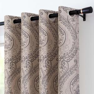 Vangao Damask Curtains Brown Curtains 84 Inch Length 2 Panels Set Paisley Medallion Print for Bedroom Living Room Darkening Drapes Vintage Linen Textured Window Treatment Brown on Beige 52 x 84 Inch