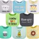The Peanutshell Baby Boy or Girl Terry Bibs Set of 8-100% Cotton, Soft, Absorbent Baby Bibs, Unisex Toddler Boy or Girl Set, Newborn & Infant - Han-Gry