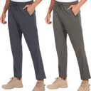 NATUVENIX Hiking Pants Men 2 Pack, Lightweight Mens Workout Pants Stretch Running Travel Pants for Men Quick Dry Sweatpants 34" W x 30" L